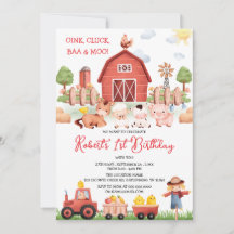 Animaux de ferme Barnyard Invitation d'anniversair