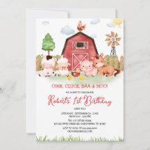 Animaux de ferme Barnyard Invitation d'anniversair