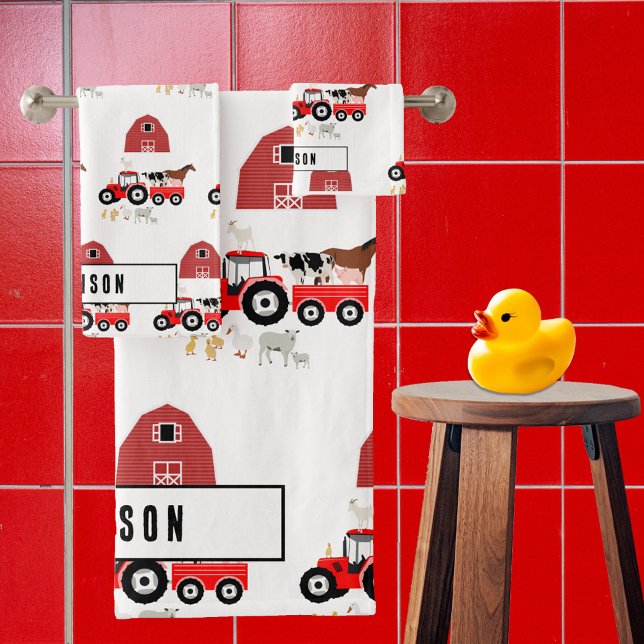Animaux de ferme et tracteur rouge Garçons Barnyar (Créateur téléchargé)