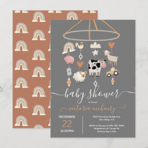 Animaux de ferme Invitation Baby shower mobile
