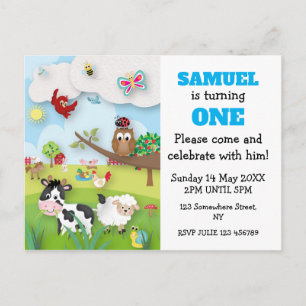 Animaux de ferme Invitation d'anniversaire