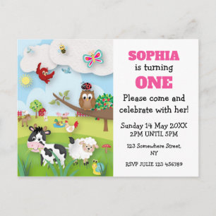 Animaux de ferme Invitation d'anniversaire