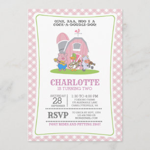 Animaux de ferme Invitation d'anniversaire amusant