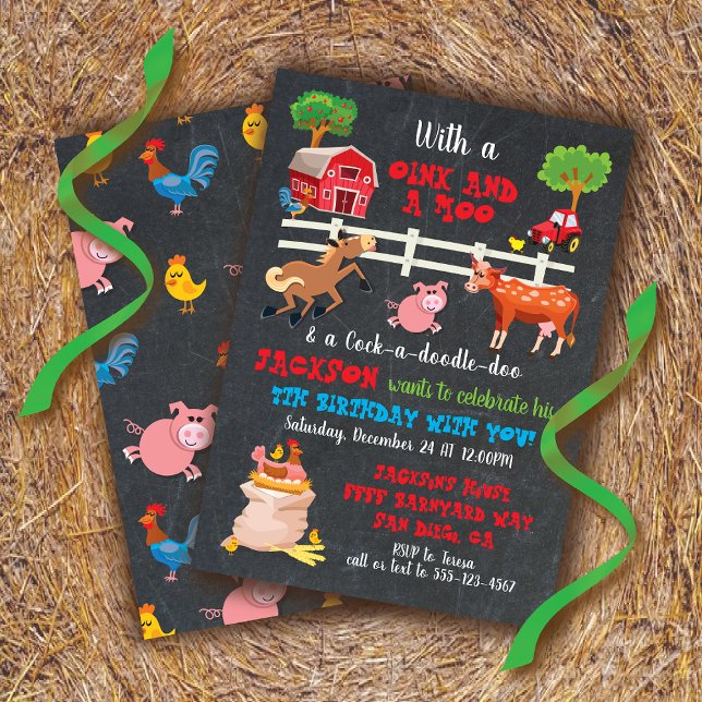 Animaux de ferme Invitation de fête d'anniversaire (Créateur téléchargé)