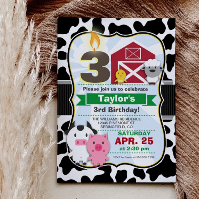 Animaux de ferme Invitation de fête d'anniversaire (Créateur téléchargé)