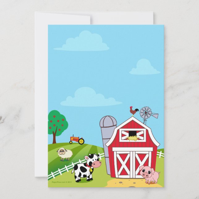 Animaux de ferme Invitations de douches pour bébés (Devant)