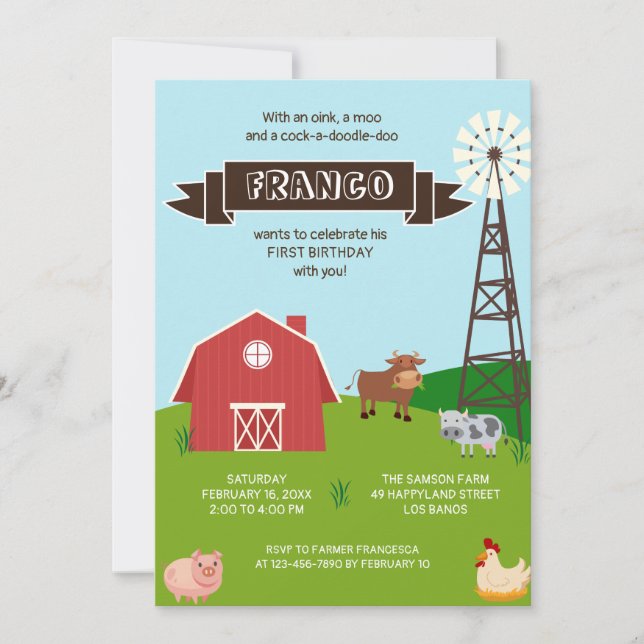 Animaux de ferme Maison de Barnhouse Invitation d' (Devant)