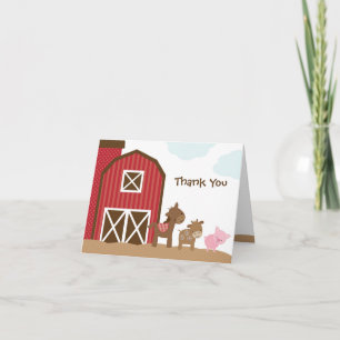 Animaux de ferme Merci Cartes