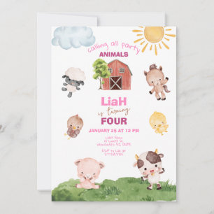 Animaux de ferme Tout âge Anniversaire Invitation