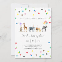 Animaux de fête Carte d'invitation d'anniversaire