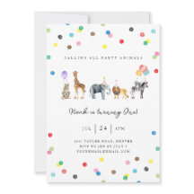 Animaux de fête Carte d'invitation d'anniversaire