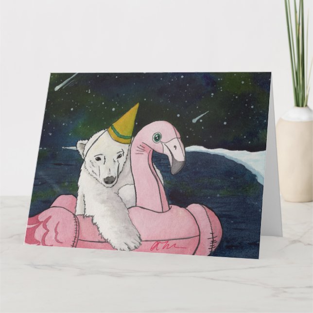 Animaux de fête : carte d'ours polaire 8,5 po x 11 (Devant)
