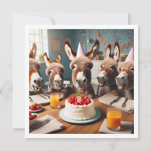 Animaux de fête d'âne, invitation d'anniversaire d (Devant)