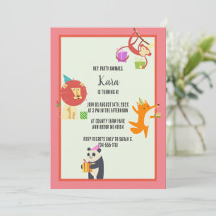 Animaux de fête Invitation d'anniversaire
