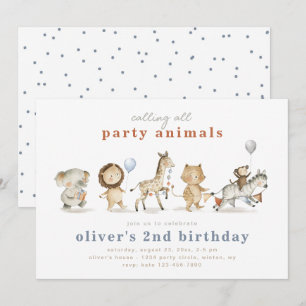 Animaux de fête Invitation d'anniversaire   Animau