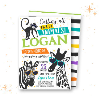 Animaux de fête Invitation d'anniversaire moderne