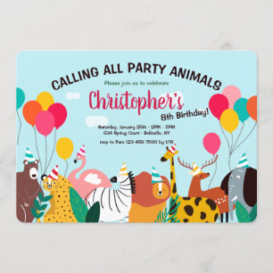 Animaux de fête Invitation de fête d'anniversaire