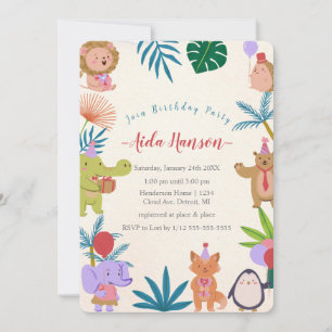 Animaux de fête Invitation de fête d'anniversaire