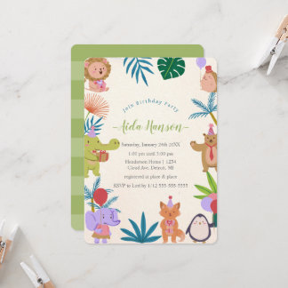 Animaux de fête Invitation de fête d'anniversaire