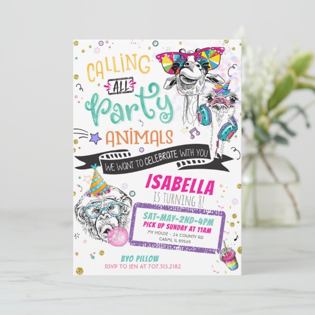 Animaux de fête Invitations Anniversaire Zoo Safar (Debout devant)