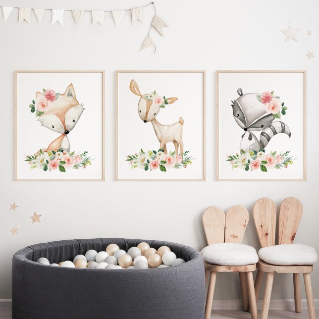 Animaux de forêt, Animaux de forêt, Fleurs roses (Créateur téléchargé)