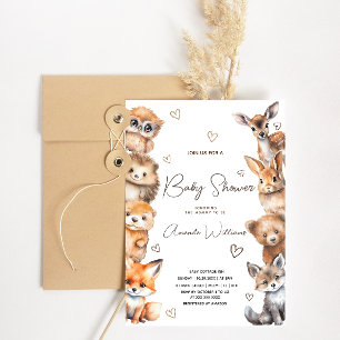 Animaux de la forêt thème Baby shower Invitation