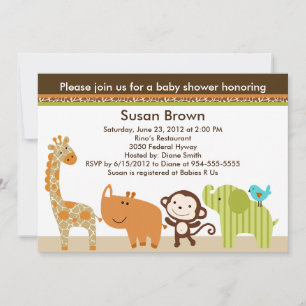 Animaux de la Jungle Baby shower Invitation