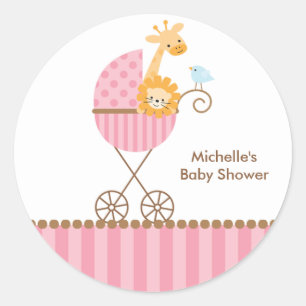 Animaux de la jungle en Stickers à poussette rose