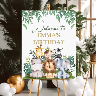 Animaux de la jungle sauvage Affiche de bienvenue