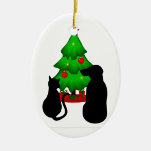 Animaux de Noël Chien et Chat Ornement