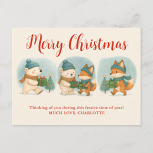 Animaux de Noël Cozy Carte de vœux de vacances ad