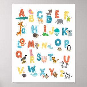 Animaux de poster d'alphabet mignon