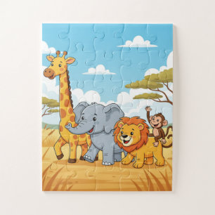 Animaux de Safari Enfants Puzzle   Éléphant Girafe