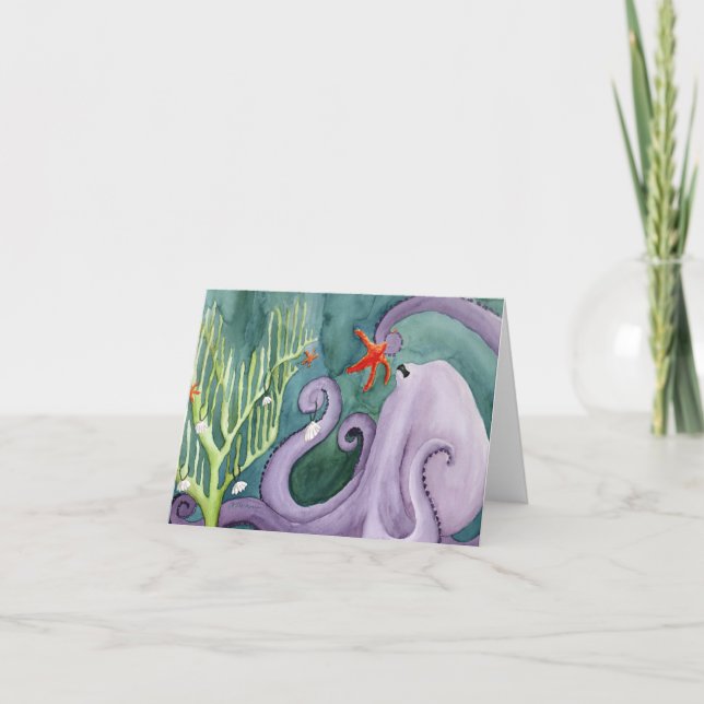 Animaux de vacances inhabituels : Carte Octopus 4" (Devant)