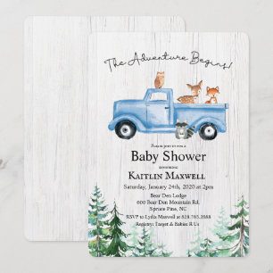 Animaux des bois Baby shower de camion Invitation