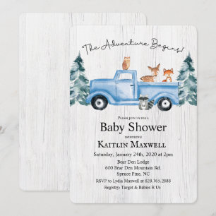 Animaux des bois Baby shower de camion Invitation