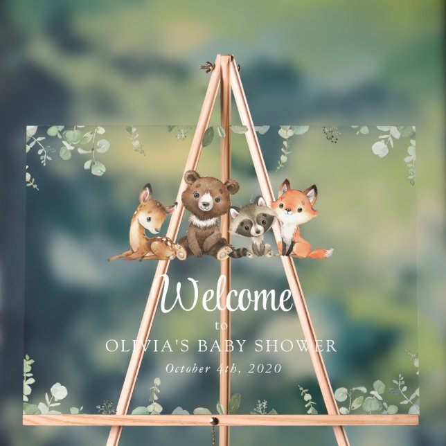 Animaux des bois, Forêt, Baby shower Bienvenue (Neutre)