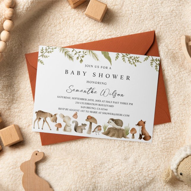 Animaux des bois Invitation au Baby shower de prin (Créateur téléchargé)