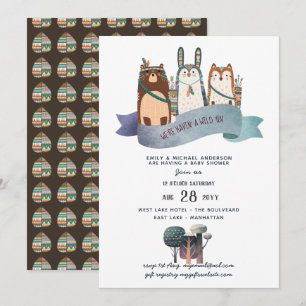 Animaux des bois Invitation Baby shower Tribal