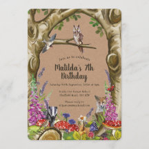 Animaux des bois Invitation de forêt d'anniversair