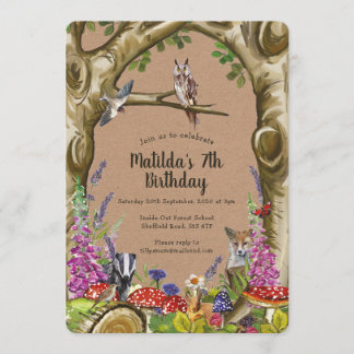 Animaux des bois Invitation de forêt d'anniversair