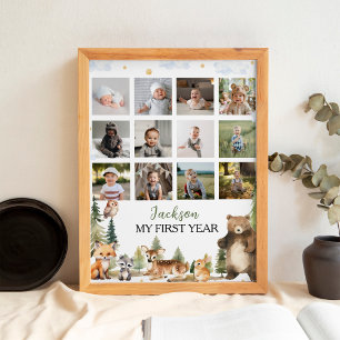 Animaux des bois Première année Photo Poster de la