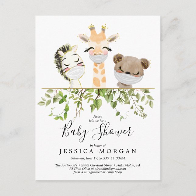 Animaux des bois Végétation Baby shower Invitation (Devant)