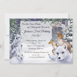 Animaux d'hiver Invitation d'anniversaire pour enf