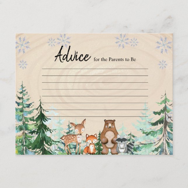 Animaux d'hiver Sexe Révéler Snowflakes Carte cons (Devant)