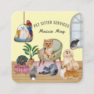Animaux domestiques assis, Chien marchant, Carte d
