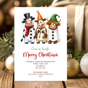 Animaux drôles élégants carte de vœux de Noël mini