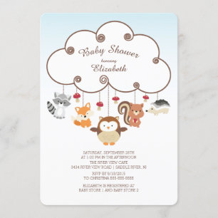 Animaux en bois mignons Bébé Douche Invitations