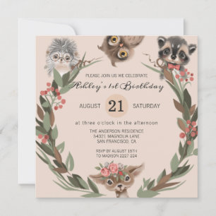 Animaux forestiers Invitation d'anniversaire
