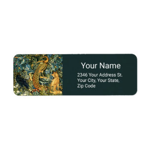 ANIMAUX FORESTIERS, PEACOCK ET FOX FLORAL VERT